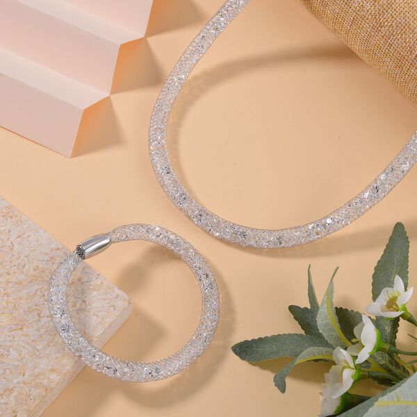 Weißer Kristall Schmuckset Reines Messing image number 1