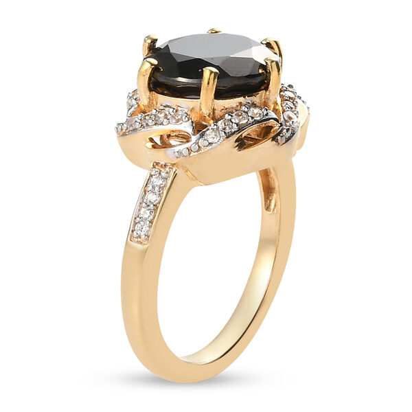 Shungit und Zirkon Ring 925 Silber vergoldet  ca. 2,76 ct image number 5