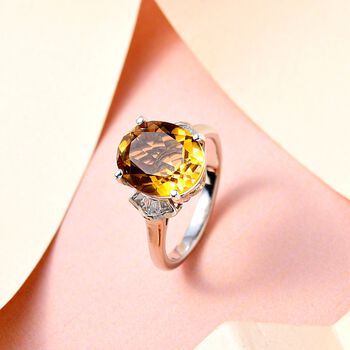 Champagner Quarz und wei&szlig;er Zirkon-Ring - 5,14 ct.