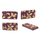 3er-Set Jute Brieftasche, Blattmuster, Größe 19,5x3x9,5 cm, Lila und Gold image number 2