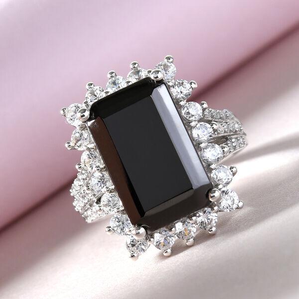 Elite Shungit und Zirkon Ring 925 Silber platiniert  ca. 7,37 ct image number 2
