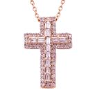Natürlicher, rosa Diamant Kreuzanhänger mit Kette, 925 Silber Roségold Vermeil ca. 0.25 ct
