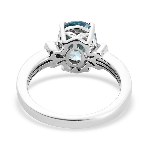 Ratanakiri Blauer Zirkon und Diamant Ring 925 Silber Platinum-Überzug image number 5