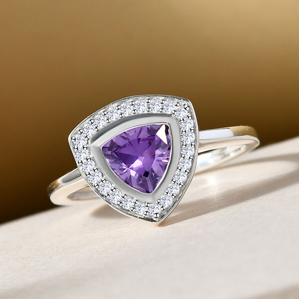 LUSTRO STELLA - Amethyst Zirkonia und weißer Zirkonia-Ring, 925 Silber  ca. 1,49 ct image number 2