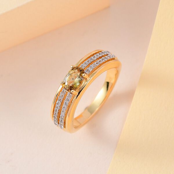 AA natürlicher, goldener Tansanit und Zirkon-Ring - 1,11 ct. image number 2