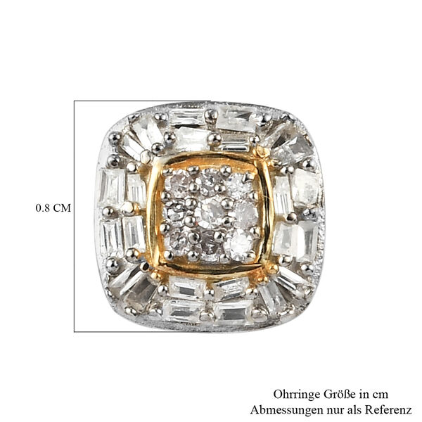 Zweifarbiger Diamant-Cluster-Ohrstecker in Silber, 0,33 ct. image number 5