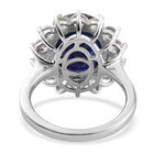 Blauer Saphir und Zirkon Halo Ring 925 Silber Platin-Überzug image number 5