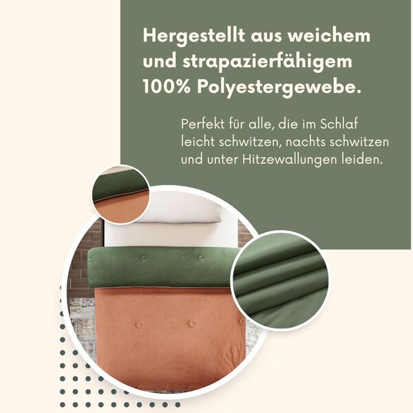 Serenity Night Wende-K&uuml;hlsteppdecke, Zwei-Ton, 135&times;200cm, Kupfer und Dunkelgr&uuml;n image number 3