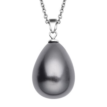 Tahitianischer Muschelkernperlen-Anh&auml;nger mit Kette, 925 Silber rhodiniert und Edelstahl