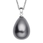 Tahitianischer Muschelkernperlen-Anhänger mit Kette, 925 Silber rhodiniert und Edelstahl