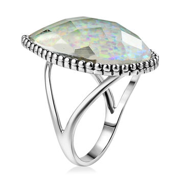 Sajen Silber-Opal Dublett Ring 925 Silber rhodiniert (Gr&ouml;&szlig;e 17.00) ca. 18.89 ct