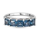 AA London Blau Topas Ring (ASSCHER SCHLIFF) 925 Silber rhodiniert (Größe 21.00) ca. 2.08 ct