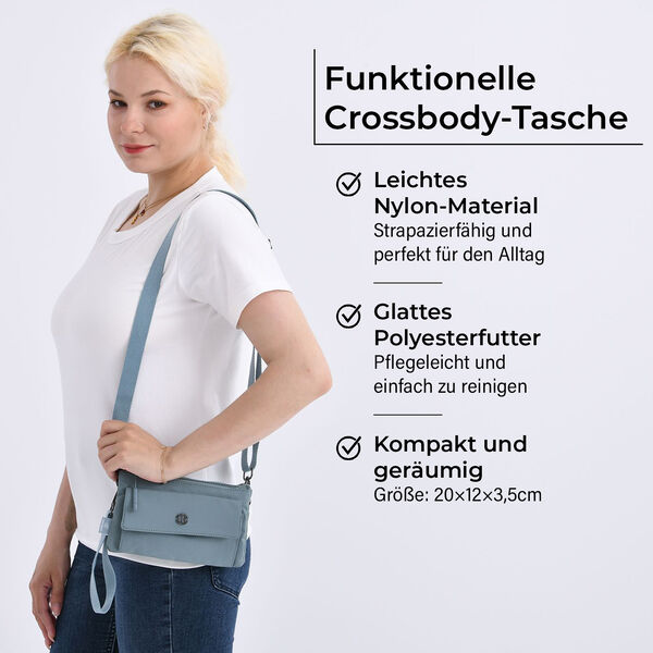 Crossbody Tasche, 20x12x3,5cm,  Blau image number 2