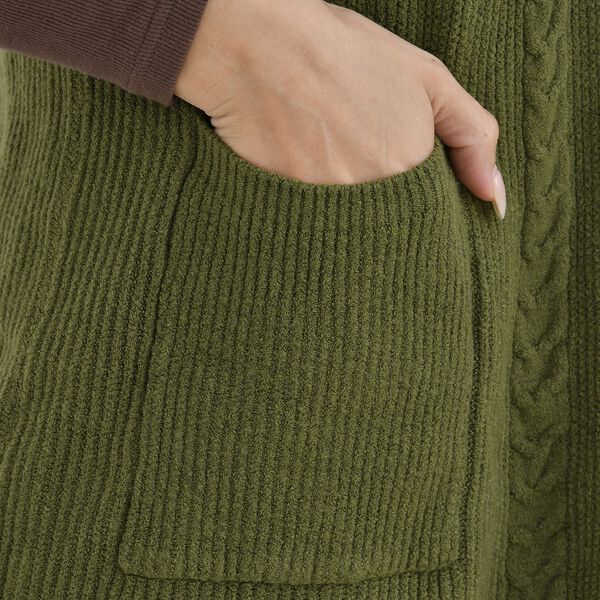 Damen Strickweste mit Kapuze und Taschen, Einheitsgr&ouml;&szlig;e, gr&uuml;n image number 6