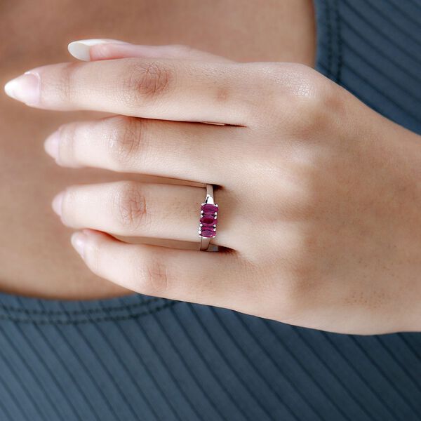 Afrikanischer Rubin (Fissure gefüllt) Ring, 925 Silber platiniert (Größe 21.00) ca. 1.04 ct image number 3