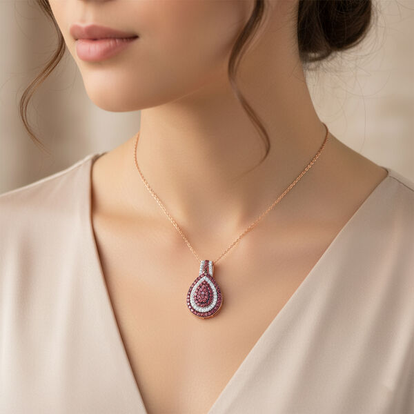 D'Joy AA Padparadscha Saphir und Zirkon Anhänger mit 50cm Kette - 1,57 ct. image number 2