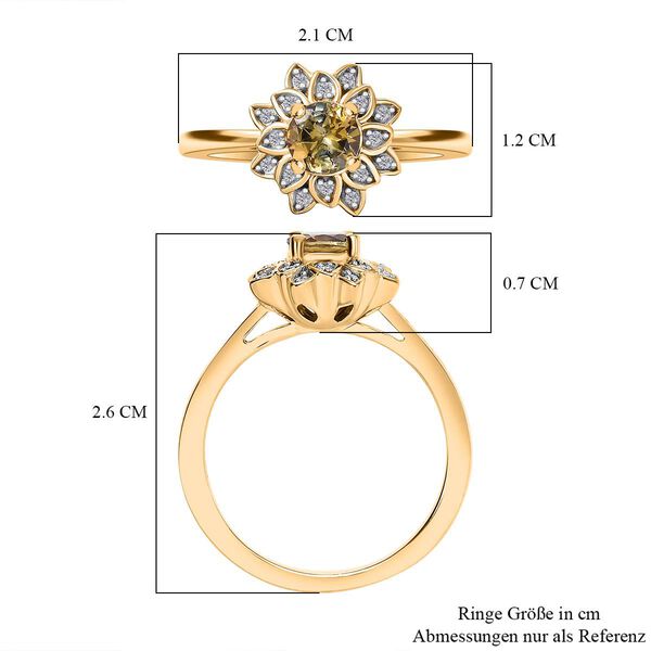 AA Nat&uuml;rlicher goldener Tansanit, Moissanit Ring 925 Silber 750 Gelbgold Vermeil (Gr&ouml;&szlig;e 20.00) ca. 0,60 ct image number 6