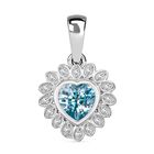 D'Joy AA Blauer Zirkon, Weißer Zirkon Anhänger 925 Silber rhodiniert ca. 1.51 ct