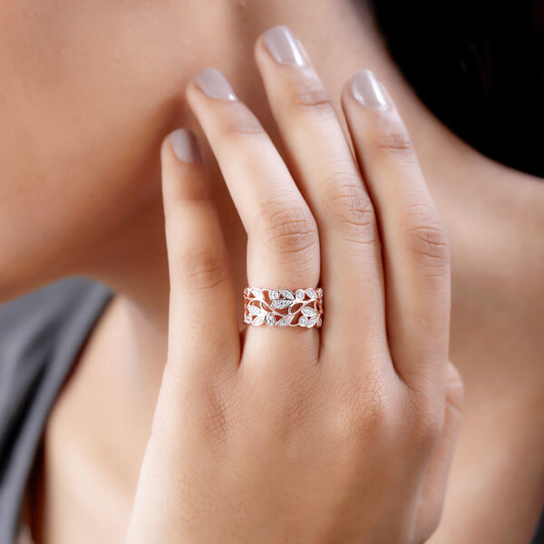 ALLORO Ring, Creolen und Anh&auml;nger mit Diamantakzenten, Silber ros&eacute;vergoldet image number 11