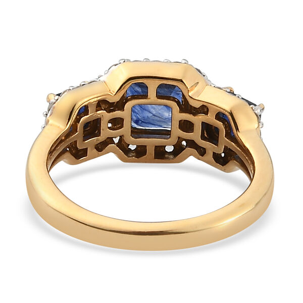 Masoala Saphir und Zirkon-Trilogie-Halo-Ring, 925 Silber vergoldet, 2,91 ct. image number 4