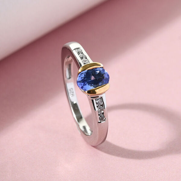 Tansanit und Zirkon Ring 925 Silber Bicolor  ca. 0,77 ct image number 2