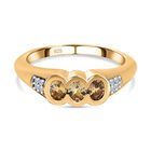 AA Natürlicher goldener Tansanit, Weißer Zirkon Ringe 925 Silber Gelbgold Vermeil (Größe 16.00) ca. 0.50 ct