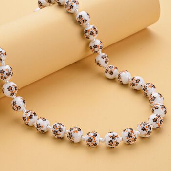 Keramik-Halskette, ca. 50 cm, silberfarben