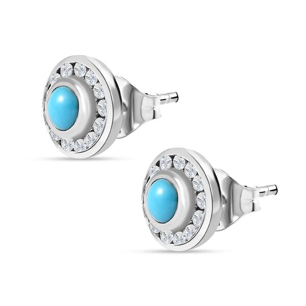 AA Sleeping Beauty T&uuml;rkis und Zirkon Ohrringe - 1,26 ct. image number 4