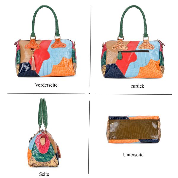 Chaos By Elsie - Farbenfrohe Echtleder Crossbody Tasche, Krokodil-Muster image number 4