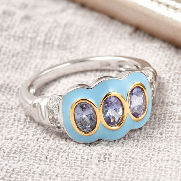Tansanit und Zirkon emaillierter Ring - 0,81 ct. image number 2