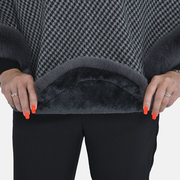 Kunstpelz-Poncho, 70x92 cm, grau image number 6