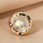 Premium Regenbogen Mondstein und mehrfarbiger Saphir-Ring, 925 Silber vergoldet  ca. 7,86 ct image number 1