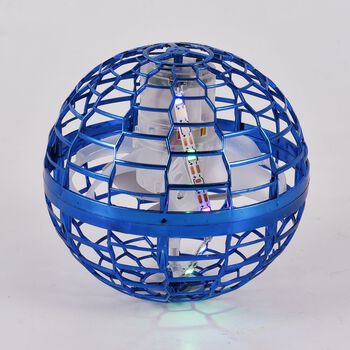 Fliegender Ball mit LEDs und Fernsteuerung, 9x9cm, blau