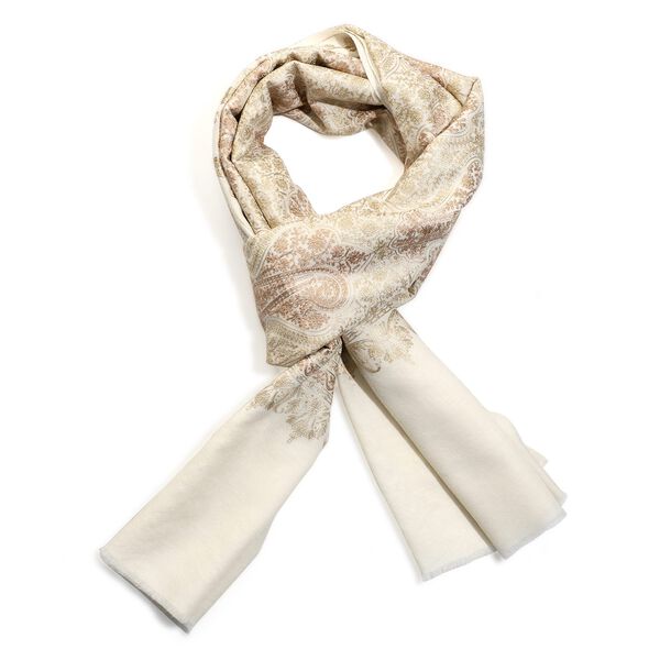 Premium Kollektion: Bestickter Schal aus Merinowolle und Naturseide, 70 x 190 cm, elfenbein image number 4