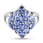Tansanit-Ring, 925 Silber platiniert (Größe 20.00) ca. 2,76 ct