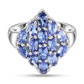 Tansanit-Ring, 925 Silber platiniert  ca. 2,76 ct