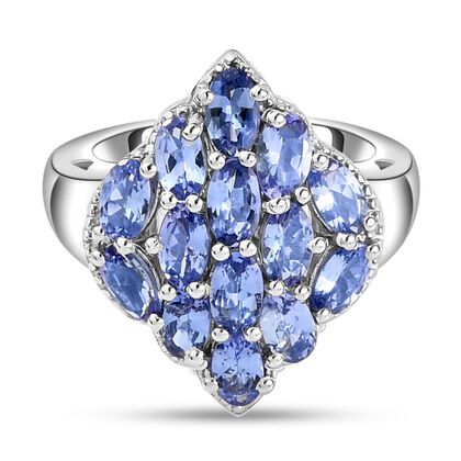 Tansanit-Ring, 925 Silber platiniert (Gr&ouml;&szlig;e 20.00) ca. 2,76 ct