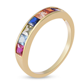 LUSTRO STELLA - Mehrfarbiger Zirkonia Ring 925 Silber vergoldet  ca. 1,89 ct