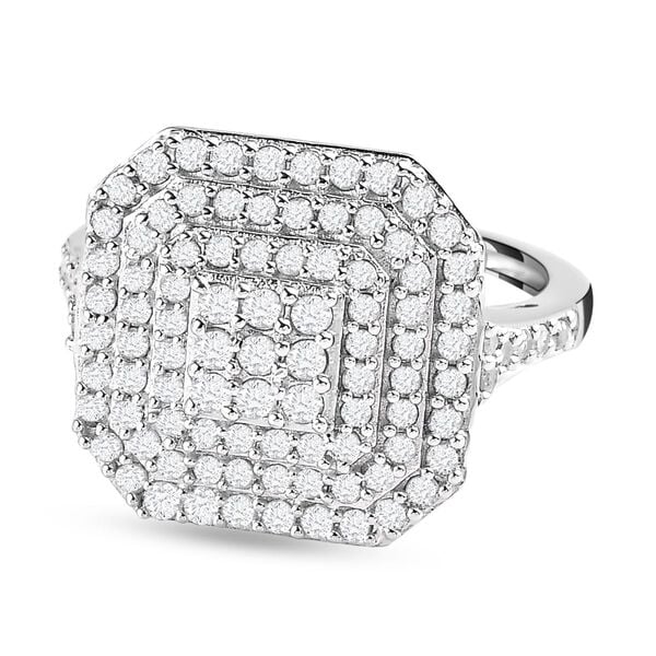 Weißer Diamant Ring, 925 Silber platiniert (Größe 16.00) ca. 1.00 ct image number 0