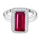 Afrikanischer Rubin (Fissure gefüllt), Weißer Diamant Ring 925 Silber rhodiniert (Größe 21.00) ca. 4,67 ct