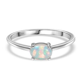AA Nat&uuml;rlicher, &auml;thiopischer Welo Opal Ring 925 Silber (Gr&ouml;&szlig;e 18.00) ca. 0,53 ct