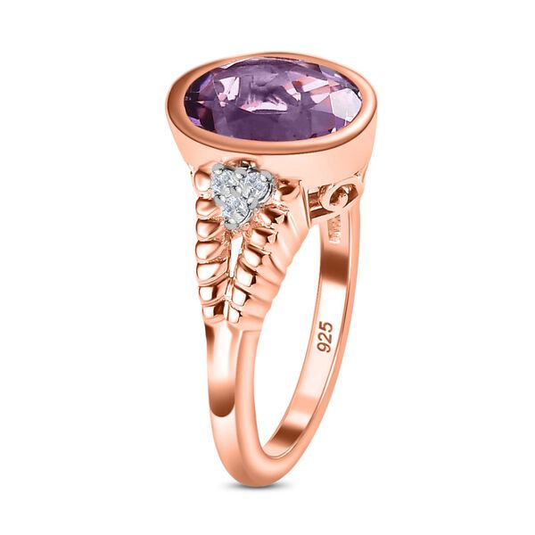 AAA Rose De France Amethyst, Weißer Zirkon Ring, ca. 3.40 ct. image number 5
