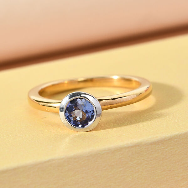 Tansanit Solitär-Ring, 925 Silber Bicolor  ca. 0,38 ct image number 2