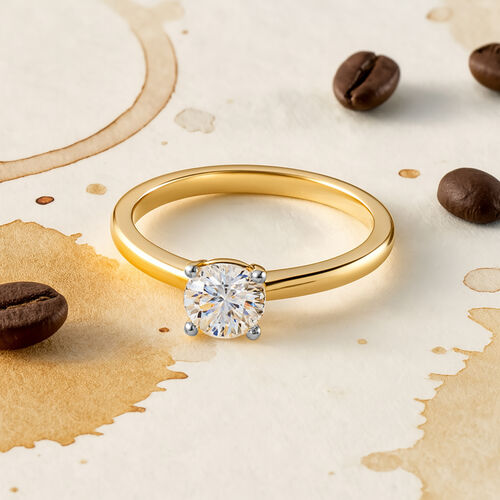 LUXURIANT DIAMOND - Lab Grown Diamant VS-EF SGL zertifiziert Ring, 925 Silber 750 Gelbgold Vermeil (Größe 18.00) ca. 0.50 ct image number 1