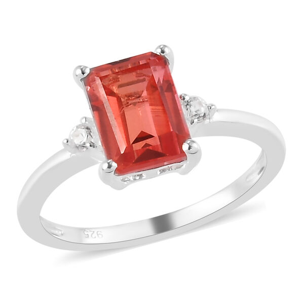 Padparadscha Triplett Quarz und Zirkon-Ring, 925 Silber  ca. 1,78 ct image number 4