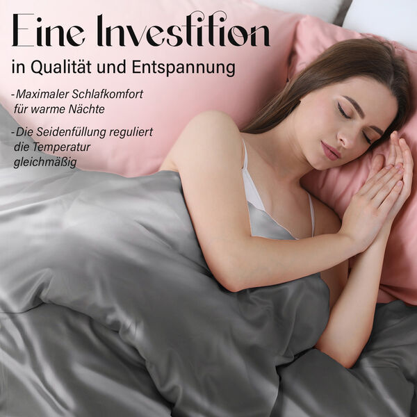 Serenity Night - Steppdecke aus 100% Maulbeerseide, 350gsm, Grau image number 2