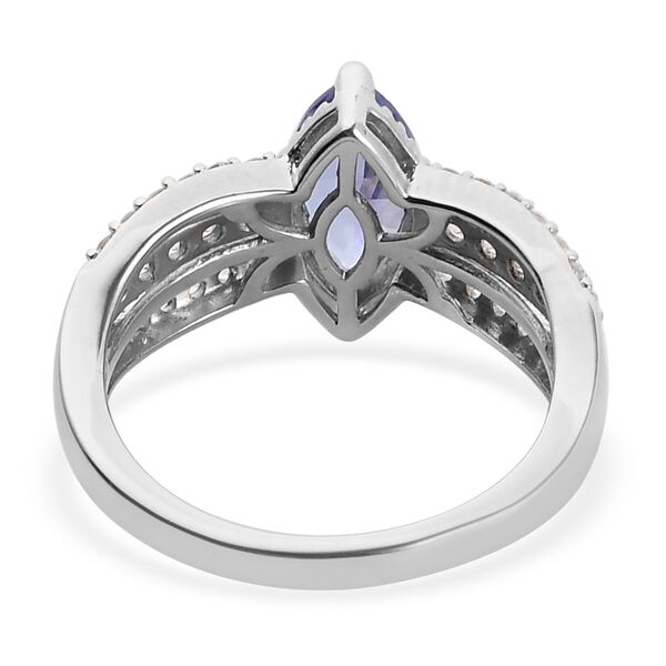Tansanit und Zirkon Ring 925 Silber Platin-&Uuml;berzug image number 5