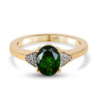 Natürlicher Chromdiopsid und Zirkon Ring 925 Silber vergoldet image number 0