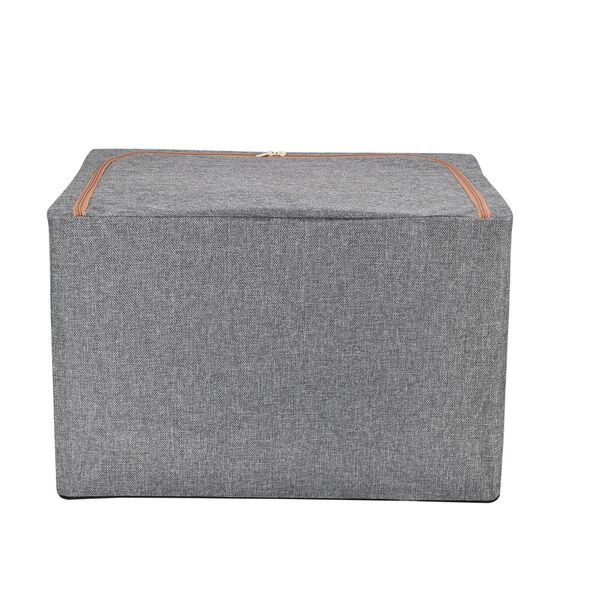 Faltbare Aufbewahrungsbox aus Stoff mit Metallrahmen und PVC Fenster, 60 x 44 x 40 cm, 100L, Grau image number 4