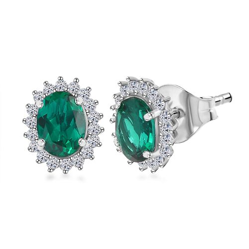AAA Lab Created Smaragd, Lab Grown Diamant Ohrringe 417 Gold ca. 2,30 ct. image number 0